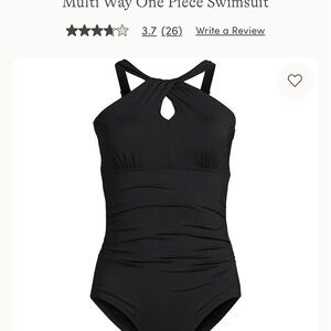 Lands End Black Multi-Way One Piece Swimsuit, NWT size 16